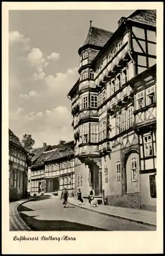 Ansichtskarte Stolberg (Harz) Ortsansicht Strassen Partie Konsistorium 1955