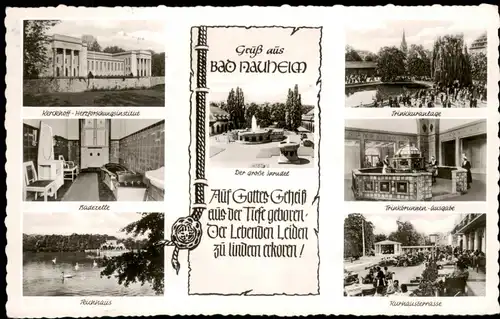 Ansichtskarte Bad Nauheim Teichhaus, Kurhausterrasse, Institut 1964