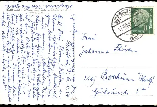 Ansichtskarte Waldreichenbach-Buch (Schwaben) geschmitzter Wegweiser 1956