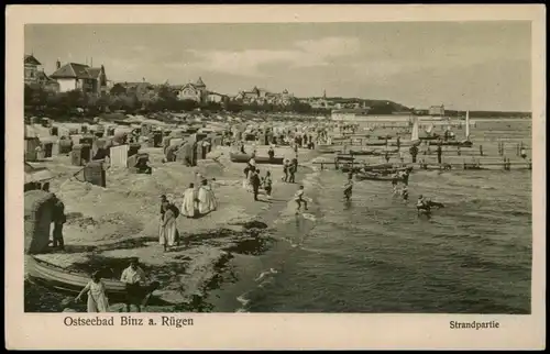 Ansichtskarte Binz (Rügen) Strandleben - Villen 1924
