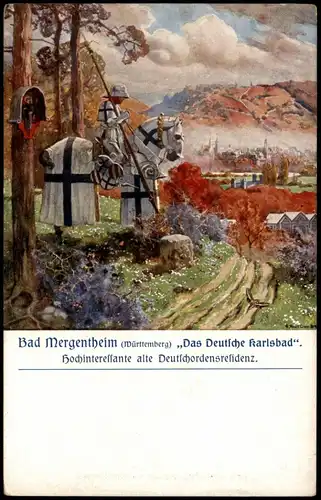 Ansichtskarte Bad Mergentheim Künstlerkarte - Stadt, Ordensritter 1916