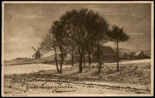Ansichtskarte  Windmühlen Winter-Stimmunsbild 1913