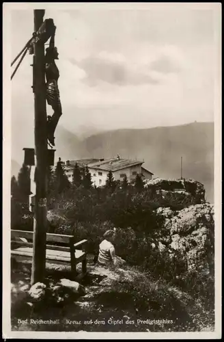 Ansichtskarte Bad Reichenhall Kreuz auf dem Gipfel des Predigtstuhles 1931