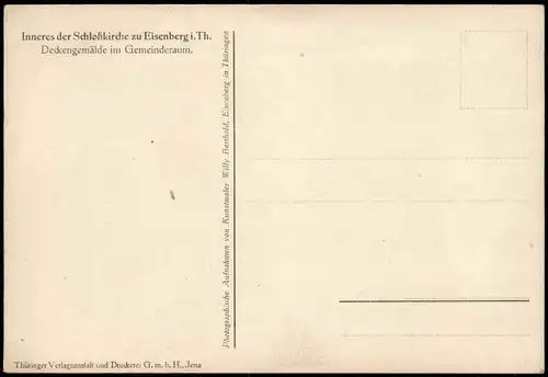 Eisenberg (Thüringen) Inneres Schloßkirche Deckengemälde im Gemeinderaum 1930