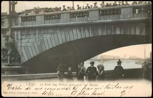 Lüttich Luik Lîdje Le Pont des Arches avec quai sur Meuse 1900