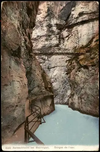 Ansichtskarte Meiringen Aareschlucht Gorges de l'aar 1910