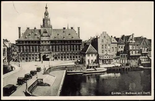 Ansichtskarte Emden Delft und Rathaus 1940