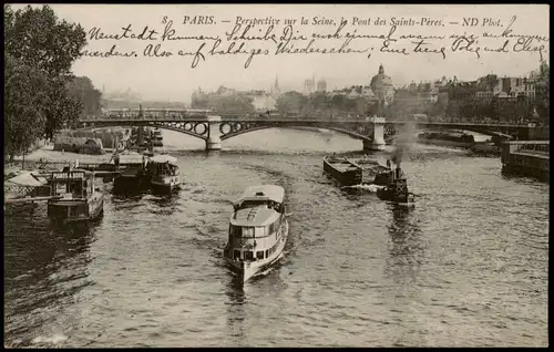 Paris Panorama Perspective sur la Seine, Pont des Saints-Pères 1910
