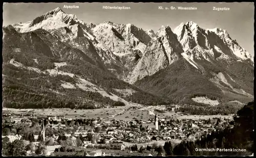 Garmisch-Partenkirchen Panorama mit Alpspitze, Höllentalspitzen 1964