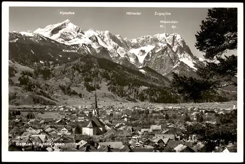 Garmisch-Partenkirchen Panorama-Ansicht Blick zur Zugspitze u.a. 1960