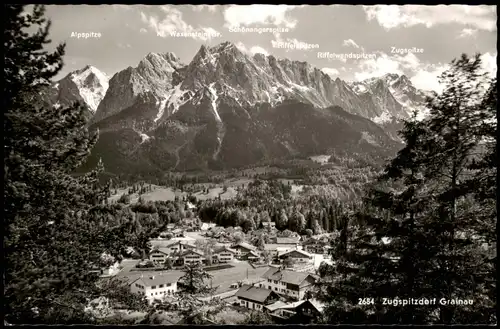 Ansichtskarte Grainau Panorama-Ansicht mit Blick zu den Alpen Bergen 1960