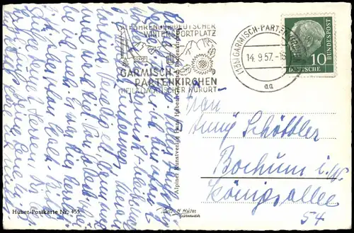 Garmisch-Partenkirchen Umland-Ansicht Berg-Kapelle gegen Alpsitze 1957