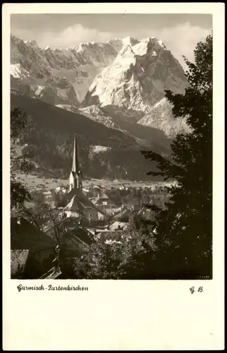 Ansichtskarte Garmisch-Partenkirchen Panorama-Ansicht Bergblick 1955