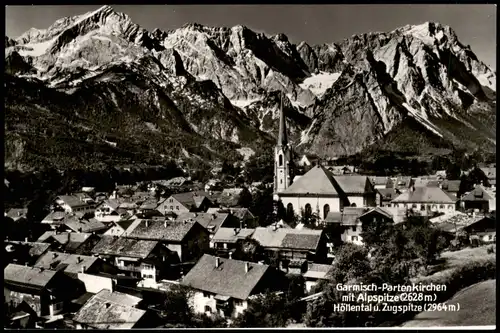 Garmisch-Partenkirchen Panorama-Ansicht mit Blick z. Alpspitze u. Höllental 1960