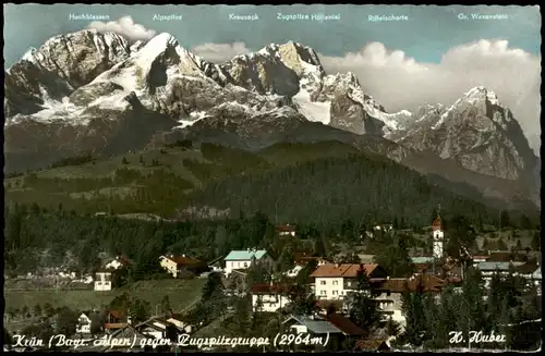 Ansichtskarte Krün Panoramaansicht mit Blick zu den Bergen 1970