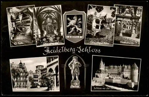 Heidelberg Heidelberger Schloss Mehrbildkarte mit vielen Foto-Ansichten 1962