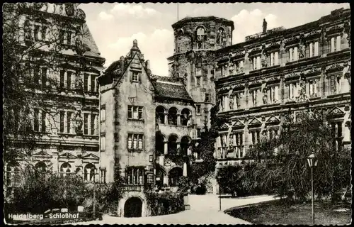 Ansichtskarte Heidelberg Heidelberger Schloss (Castle), Schlosshof 1957
