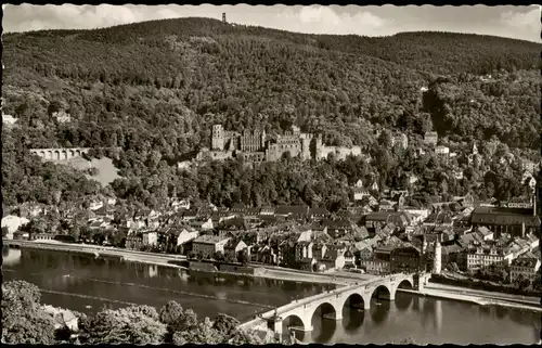 Ansichtskarte Heidelberg Blick vom Philosophenweg; Fernansicht Schloss 1961