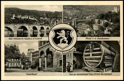 Ansichtskarte Heidelberg Mehrbildkarte mit Orts- und Stadtteilansichten 1955