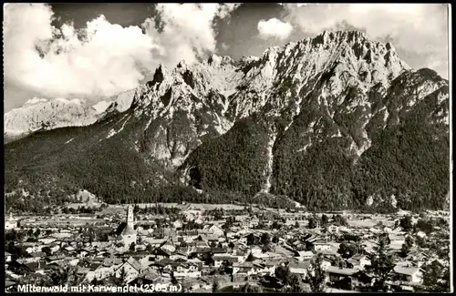 Ansichtskarte Mittenwald Ortspanorama mit Karwendel Karwendelgebirge 1963