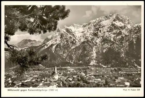 Mittenwald Panorama-Ansicht Blick zu den Bergen (Karwendel) 1953