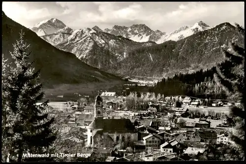 Ansichtskarte Mittenwald Ortspanorama mit Tiroler Berge 1960