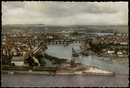 Ansichtskarte Koblenz Deutsches Eck Mosel-Rhein-Mündungsbereich 1950