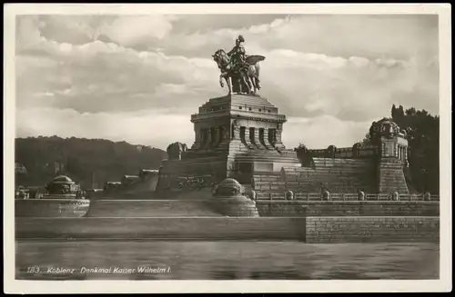 Ansichtskarte Koblenz Deutsches Eck und Denkmal Kaiser Wilhelm 1955