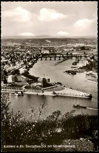 Ansichtskarte Koblenz Deutsches Eck mit Moselmündung (in den Rhein) 1960
