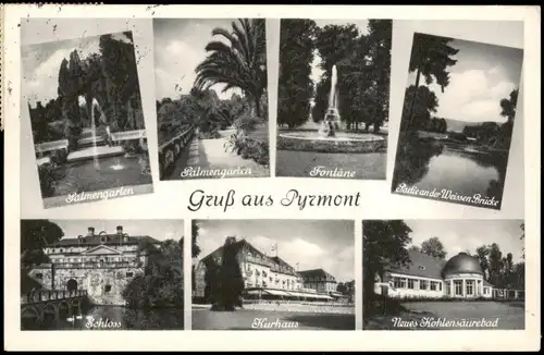 Bad Pyrmont Mehrbild-AK mit Palmengarten, Schloss, Kurhaus uvm. 1953