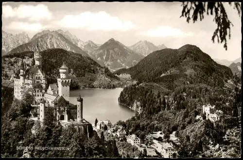 Schwangau Schloss Neuschwanstein und Berg-Panorama Alpsee Hochgebirge 1963