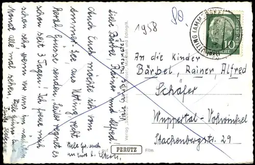 .Bayern Ammersee Reliefkarte Umland, Orte und Fernblick Berge 1958
