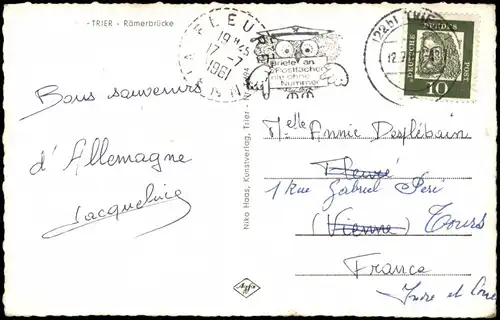 Ansichtskarte Trier Römerbrücke 1961