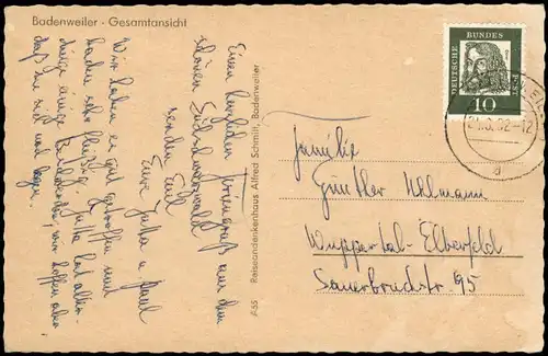 Ansichtskarte Badenweiler Panorama-Ansicht 1962