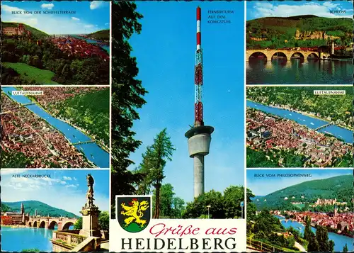 Ansichtskarte Heidelberg Fernsehturm auf dem Königsturm MB 1970