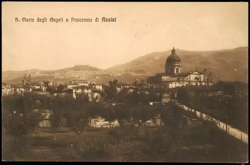 Cartoline Assisi S. Maria degli Angeli e Panorama di Assisi 1910