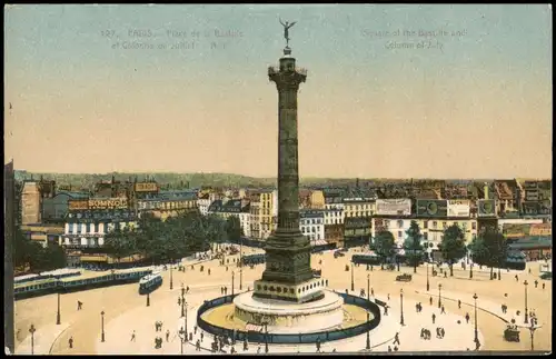 CPA Paris Place de la Bastille et colonne de juillet 1910