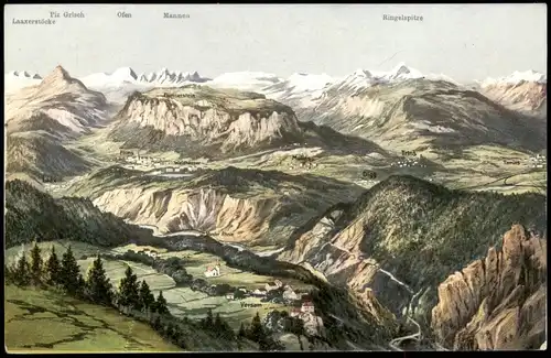 Ansichtskarte Flims Flem Vorder-Rheintal und Flims 1910