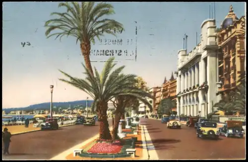 CPA Nizza Nice La Promenade des Anglais et le Palais 1948