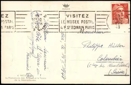 CPA Nizza Nice La Promenade des Anglais et le Palais 1948