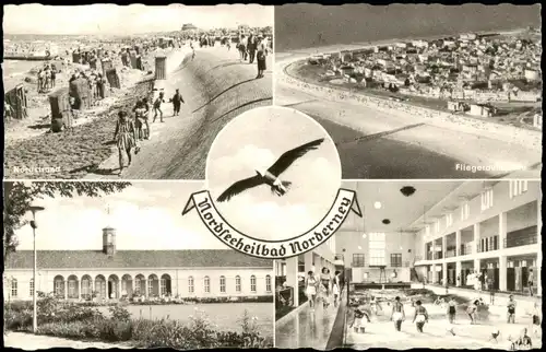 Ansichtskarte Norderney Mehrbildkarte ua. Fliegeraufnahme u. Wellenbad 1960