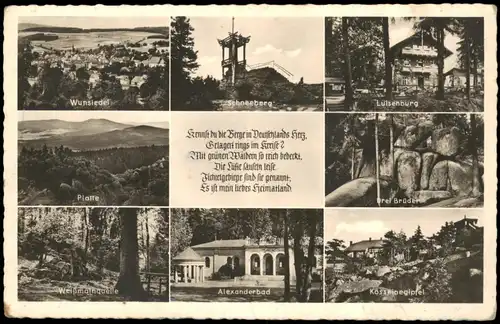 .Bayern Bayern Mehrbild-AK mit Wunsiedel, Schneeberg, Luisenburg uvm. 1955