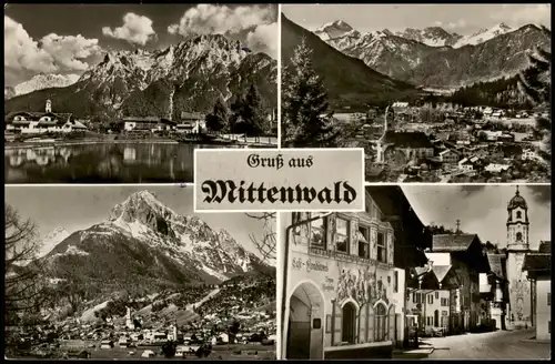 Ansichtskarte Mittenwald Gruss-Aus-Mehrbild-AK mit 4 Ortsansichten 1959