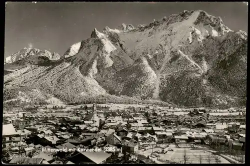 Ansichtskarte Mittenwald Panorama-Ansicht Blick gg. Karwendel 1963
