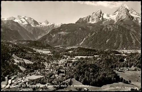 Berchtesgaden Ortspanorama mit Watzmann und Steinernem Meer v.d. Marxenhöhe 1954