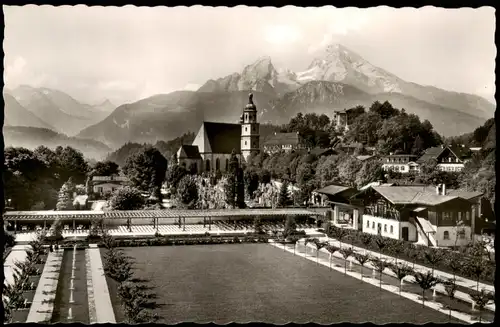 Ansichtskarte Berchtesgaden Kurgarten und Bergpanorama 1960
