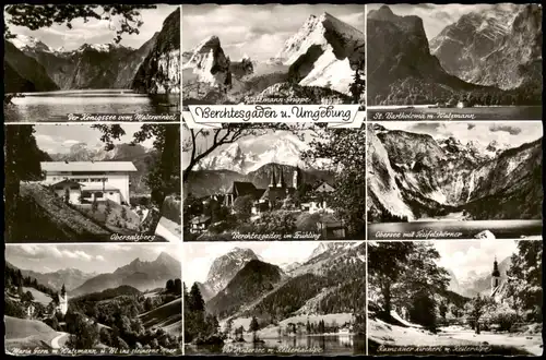 Ansichtskarte Berchtesgaden Mehrbildkarte mit 9 Umland-Ansichten 1965