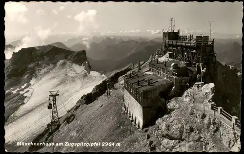 Ansichtskarte Grainau Münchnerhaus am Zugspitzgiptel 2964 m 1955