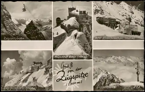 Grainau Zugspitze Wettersteingebirge Mehrbild-AK 5 Foto-Ansichten 1955