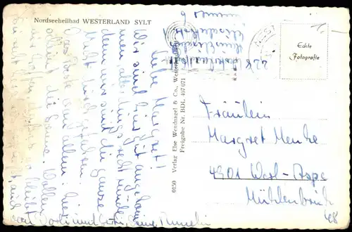 Ansichtskarte Westerland-Sylt Luftbild Strand Partie Insel Sylt 1960